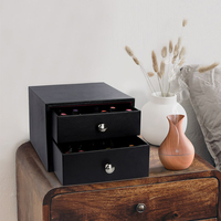 Caja de Almacenamiento de Madera Natural con Doble Cajón para Botellas de Aceites Esenciales, Práctica Caja para Guardar Perfumes