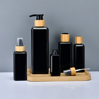 Bouteille en plastique PET ronde ambrée personnalisée en usine avec bouchon pompe doré, bouteille cosmétique pour shampoing, gel douche, lotion pour le visage, huile essentielle