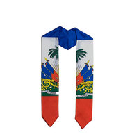 Étole de ceinture de graduation personnalisée 2024 polyester imprimé par sublimation étole de graduation de drapeau d'Haïti de broderie personnalisée