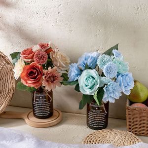 ดอกกุหลาบประดิษฐ์ CallaFloral ดอกดาห์เลียสีฟ้าอมสีแดงประกาย สำหรับตกแต่งงานแต่งงานและตกแต่งบ้าน - Product Image 1
