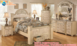 Derniers meubles de chambre à coucher design grande taille Ensemble de chambre à coucher fait main moderne de style européen Ensemble de chambre artisanal blanc antique - Product Image 6