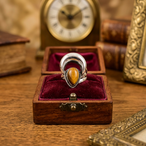 Wholesale Natural Tiger Eye Classic Wedding Party Moon <b>Ring</b> 925 Sterling <b>Silver</b> Handmade Crescent Yellow Gemstone <b>Boho</b> Celestial - Product Image 1