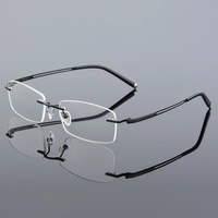 Lunettes rondes en titane pur pour hommes, monture ultra-légère, coupe diamant, sans cadre, accessoires d'affaires,