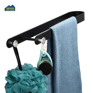 Toallero de Pared de Aluminio Negro Autoadhesivo Estilo Europeo para Baño y Cocina, Duradero, Sin Necesidad de Perforación, Wekis - Product Image 4
