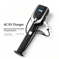 Nueva Estación de Carga para Vehículos Eléctricos de 7kW/22kW CA Tesla 200-220V Negra de Alta Potencia, Montada en el Suelo, con Sistema de Pago por Tarjeta/Bloqueo, Plug&Charge, para Temperaturas de -20°C a +50°C