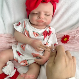 18 inch đầy đủ rắn Silicone tái sinh búp bê sống động như thật mềm ngủ bĩu môi trẻ sơ sinh búp bê cho bé gái có núm vú giả thực - Product Image 3