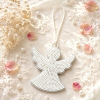 Pendentif étoile colombe ange en perles de riz blanc pur ; Décoration suspendue faite main de style minimaliste en perles ; Accessoire européen et américain