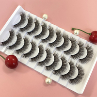 Lot de 10 paires de faux cils 3D moelleux de 16mm DD Curl en faux vison, marque privée, cils vaporeux à bande complète, vente en gros