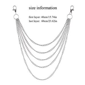 Chaîne de taille multicouche en métal, style punk, bijoux hip-hop pour jeans, tenue décontractée, ornement en chaîne d'argent tibétain - Product Image 4