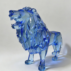 Nuova <span class=keywords><strong>Statua</strong></span> di <span class=keywords><strong>Leone</strong></span> in Resina Trasparente dal Design Geometrico <span class=keywords><strong>per</strong></span> Decorazione d'Interni - Product Image 3