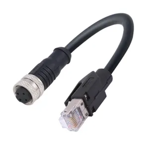 PeakLink M12 konektor Pria kinerja tinggi ke RJ45 kabel d-coding untuk memastikan integritas sinyal dan keandalan