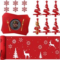 19-teiliges Umweltfreundliches 3mm Filz Weihnachts-Tischdekor-Set Tischdecke Untersetzer Bestecktasche Festliche Tischdekoration Personalisierte Weihnachtsdeko