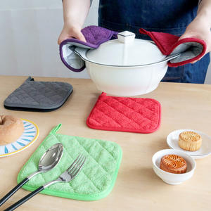Support de casserole en tissu éponge multicolore, manique de four isolante, tapis isolant thermique, couleur unie, compatible micro-ondes, lavage à la main uniquement - Product Image 3