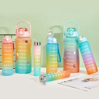 Beauchy 3 pcs/set 2.L Offre Spéciale Large 1 Gallon Gradient Sans Bpa Outdoor Gym Motivational Plastic Sport Water Bottle with Straw