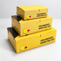 Boîte à emporter pour poulet frit, personnalisée, biodégradable, avec revêtement, couvercle à fermeture verni, rabats latéraux pliables, pour l'emballage de la restauration rapide