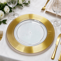 Assiettes de présentation rondes de luxe en acrylique transparent de 13 pouces, sous-assiettes décoratives en plastique pour Noël, mariages, banquets et décoration de table de fête