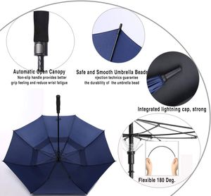Automatic Open Golf <b>Umbrella</b> Large Oversize Double Canopy Vented <b>Windproof</b> Waterproof Stick <b>Umbrellas</b> for Rain - Product Image 5