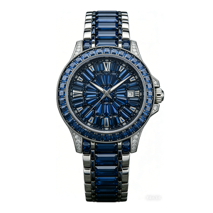 Reloj de Moissanita de Lujo con Cristal de Zafiro Azul, Diamantes, Correa de Acero Inoxidable, Resistente al Agua, con Indicador de Fecha, Reloj de Pulsera para Mujer - Product Image 2