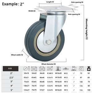 Placa giratoria con freno, ruedas de rueda universales de plástico PVC medio - Product Image 3