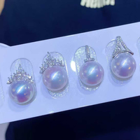 Pendentifs en perles de luxe en gros, 10-14 mm - Perles d'eau douce naturelles Edison 3A + Sertissage en argent 925 plaqué or, certifié par un tiers