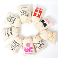 4 "X 6" Kit de gueule de bois Sacs cadeaux en coton Sac à cordon en mousseline pour mariage et enterrement de vie de jeune fille
