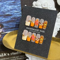 Venta al por Mayor de 10 Uñas Postizas Acrílicas 3D de Cobertura Completa con Pegamento, Formas Prediseñadas (Almendra/Ataúd/Cuadradas), Material PMMA