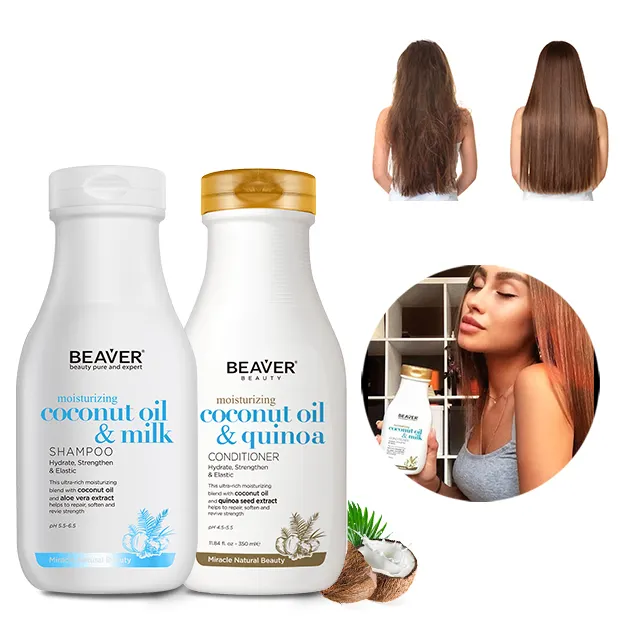 Beaver Eigenmarke natürliche Kokosnussöl-Haarpflegeprodukte Feuchtigkeit Reinigungsshampoo und Conditioner-Lieferanten für Haare