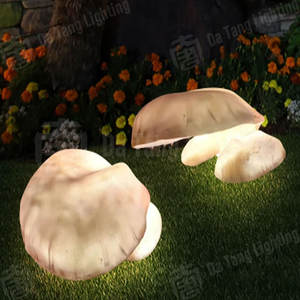 Lampe LED décorative en forme de champignon à double couche gris-brun, en matériau FRP, garantie 1 an, pour extérieur, jardin, parc, aménagement paysager - Product Image 3