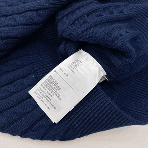 Suéter tipo polo de punto trenzado azul marino para mujer, con cuello, manga larga, informal, mius - Product Image 5