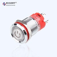 Interrupteur à bouton-poussoir en acier inoxydable de 12 mm, symbole d'alimentation, indicateur LED, interrupteur à bouton-poussoir à enclenchement momentané/à maintien, IP65