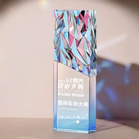 Trophée en cristal K9 personnalisé coloré à surface optique taillée pour événements, récompenses et commémorations (vente en gros)
