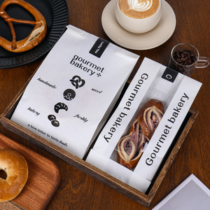 Gourmet Bakery White Kraft Paper Bags With <b>Window</b> Offset Printing Recyclable Self Adhesive <b>Seal</b> Classic Style For Food Packaging - Product Image 4