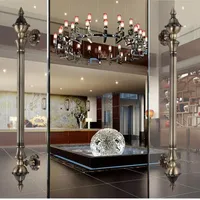 Poignée de porte en alliage de zinc antique, longueur 280-550 mm, poignée de porte en bronze, poignée de porte d'entrée d'hôtel, poignée de porte de centre commercial, 1 pièce