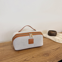 Pochette de voyage en toile gaufrée pour cosmétiques, style bien-être holistique, texture organique