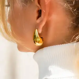 Luxury Shining Zircon Chunky Hoop Earring 18k Gold Plated Stainless Steel Hoop Earring Tarnish Free Jewelry