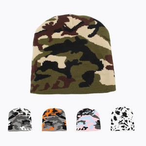 Femmes Hommes Tricot épais Noir Blanc <span class=keywords><strong>Vache</strong></span> Camo Jacquard Bonnet Tuque Chaud Sports de plein air Motif Crâne Casquette Camouflage Chapeau d'hiver - Product Image 1