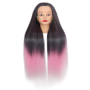 Tête de Mannequin en Fibre Synthétique Yaki, pour Entraînement à la Coiffure, Poupées pour Cosmétologie, Pratique - Product Image 3