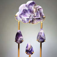 Nouveau design, améthyste naturelle sculptée à la main en forme de nuage de pluie, jaspe océanique, ornements de méditation DIY pour la décoration de la maison et du bureau