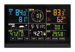 7 trong 1 UV/ánh sáng/Mưa/gió/áp suất/nhiệt độ/độ ẩm bảng điều khiển năng lượng mặt trời RCC Dự báo thời tiết chuyên nghiệp
Trạm thời tiết không dây - Product Image 3