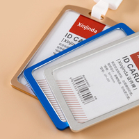 Funda de tarjeta de aleación de aluminio personalizada para protección de identificación, funda de tarjeta de control de acceso de empresa, soporte para tarjeta de trabajo de empleado con cordón