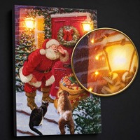 Lámpara de Pared LED con Diseño de Lienzo, Pintura Iluminada con Escena Invernal Vintage, Decoración de Pared Luminosa para Sala de Estar, Dormitorio, Cafetería, Regalo de Navidad
