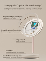 Miroir de maquillage LED à double axe, cadre en plastique, support de bureau portable, pour les dortoirs des étudiants, usage domestique, design haut de gamme, luxe léger