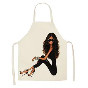 Hot sale apron Sexy slim beauty design Baking Cooking Printed apron kitchen for adult and kids printed on linen Polyester custom