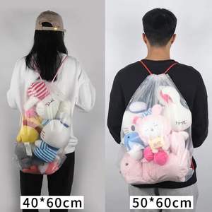 Logo personalizzato di grande capacità chiaro orso peluche bambola PE trasparente con coulisse zaino riutilizzabile e <span class=keywords><strong>richiudibile</strong></span> per uso cuscino - Product Image 4