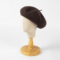 Gorro de Boina Informal para Niños, 100% Lana, Transpirable, Color Sólido, Estilo Artista Francés, para Otoño e Invierno, Cálido, Marrón