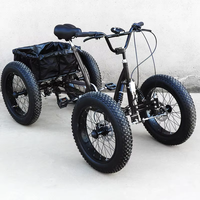 Quadricycle tout-terrain 4 roues à pneus larges 4OEM, vélo à pédales, quad, vélo à frein à disque, cadre en acier, vélo cargo à quatre roues