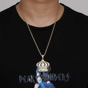 KING crown pendant, hip hop accessories cool <b>cross</b>-border copper inlaid zircon, King crown pendant <b>chain</b>. - Product Image 3