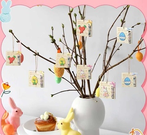 DAMAI Easter Wooden Money Holders <b>Square</b> Card Ornaments With Bunny Chick Carrot Egg Designs For Easter Gift Decor - Product Image 2