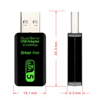 Driver adaptor WiFi USB Dual Band 1300Mbps, kartu jaringan eksternal 2.4GHz/400Mbps 5GHz/867Mbps