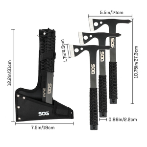 SOG Lot <span class=keywords><strong>de</strong></span> 3 haches tactiques en acier monobloc avec fourreau en nylon, hache <span class=keywords><strong>de</strong></span> survie polyvalente avec poignées enveloppées <span class=keywords><strong>de</strong></span> paracorde (TH1001-CP) - Product Image 6